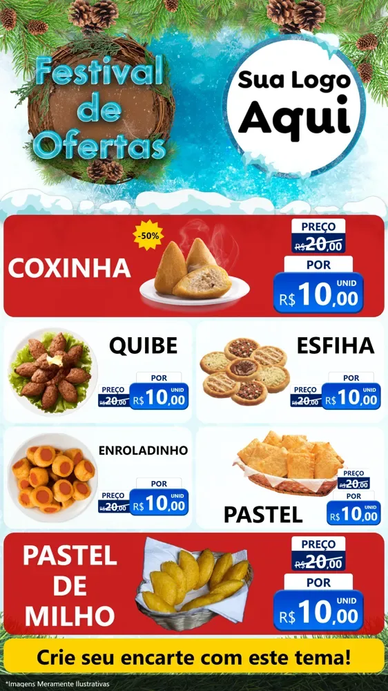 Modelo de TV para TV Vertical com o tema Festival de Ofertas - Inverno para Salgadaria