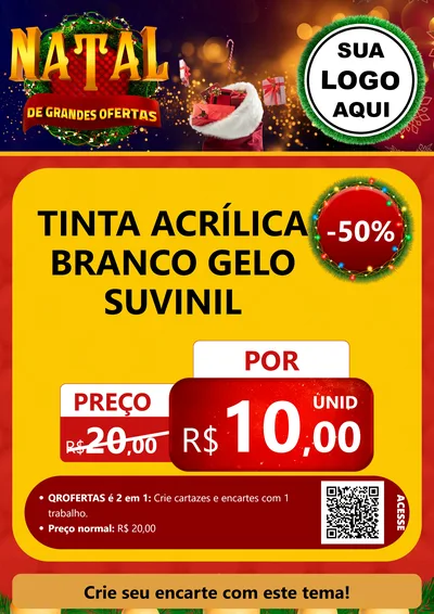 Modelo de Cartaz para Cartaz A4 Vertical com o tema Natal de Grandes Ofertas para Tintas e Ferramentas