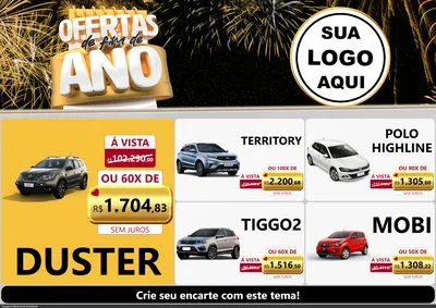 Modelo de Encarte para Encarte A4 Horizontal com o tema Ofertas de Fim de Ano para Concessionaria de Carros