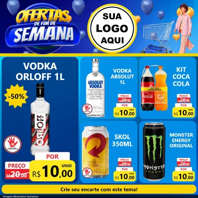 Modelo de Rede Social para Feed Facebook com o tema Ofertas de Fim de Semana para Distribuidora de bebidas