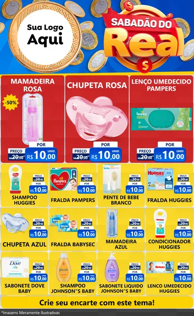 Modelo de Encarte para Encarte Grande com o tema Sabadão do Real para Bebês