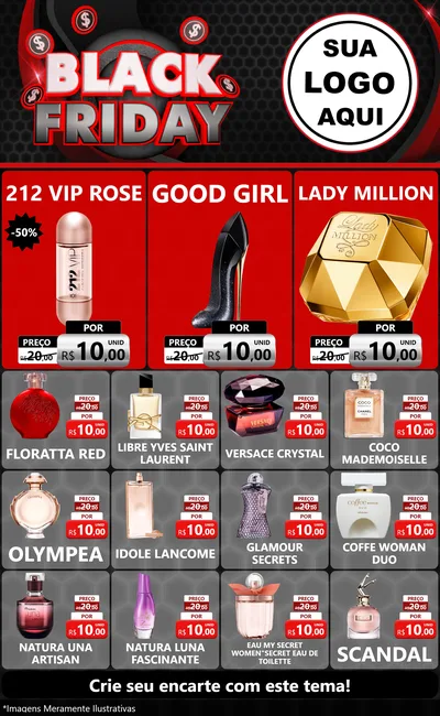 Modelo de Encarte para Encarte Grande com o tema Black Friday para Perfumes