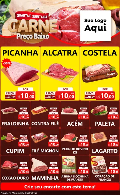 Modelo de Encarte para Encarte Grande com o tema Quarta e Quinta da Carne para Açougue