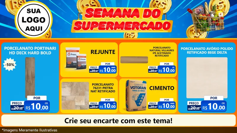 Modelo de TV para TV Horizontal com o tema Semana do Supermercado para Pisos e revestimentos