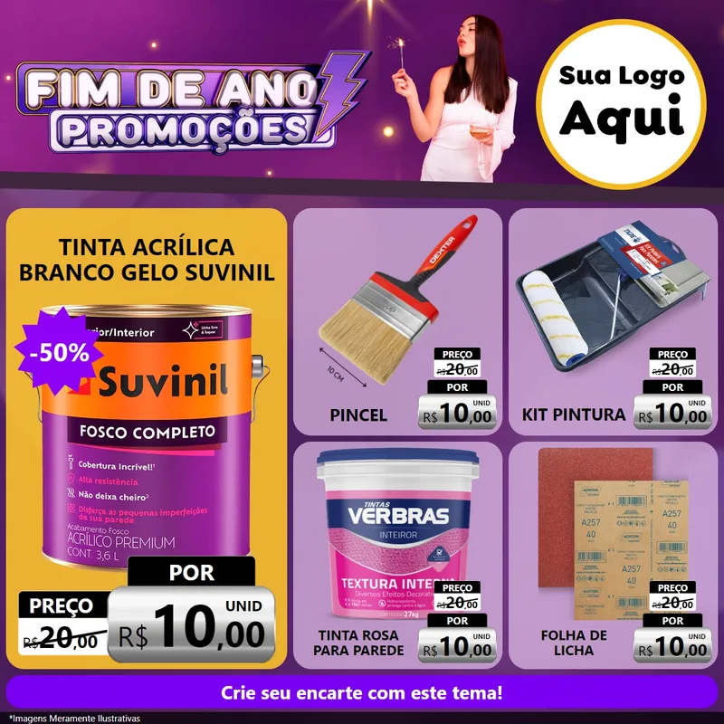 Modelo de Rede Social para Feed Facebook com o tema Fim de Ano Promoções para Tintas e Ferramentas