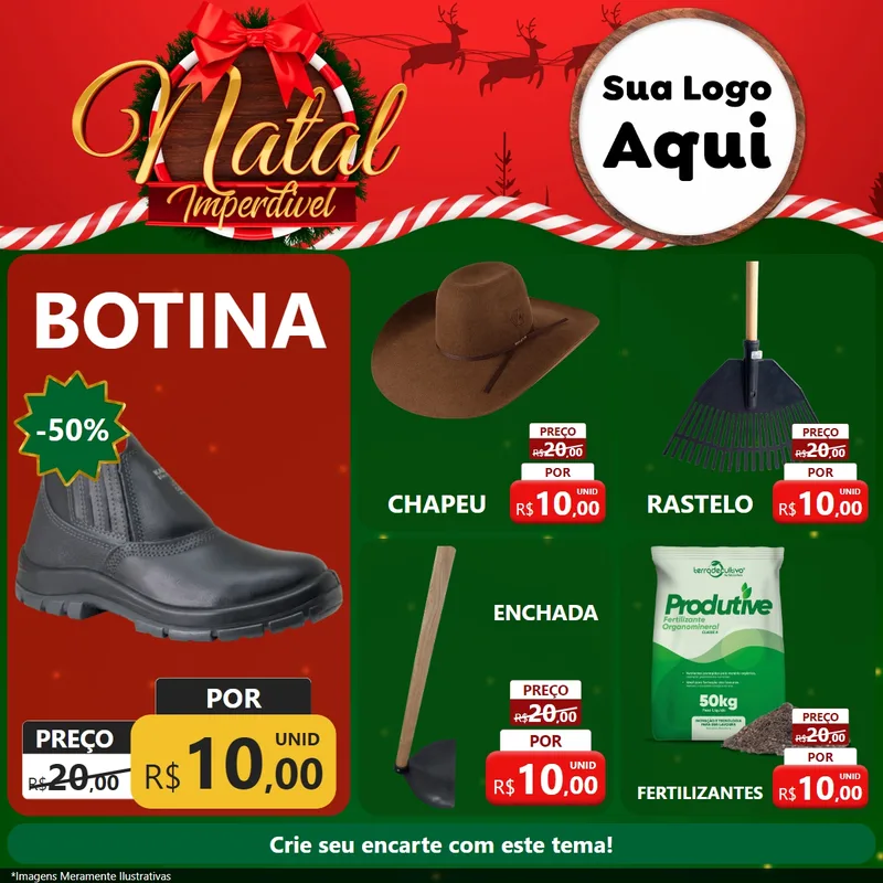 Modelo de Rede Social para Feed Facebook com o tema Natal Imperdível para Agropecuária