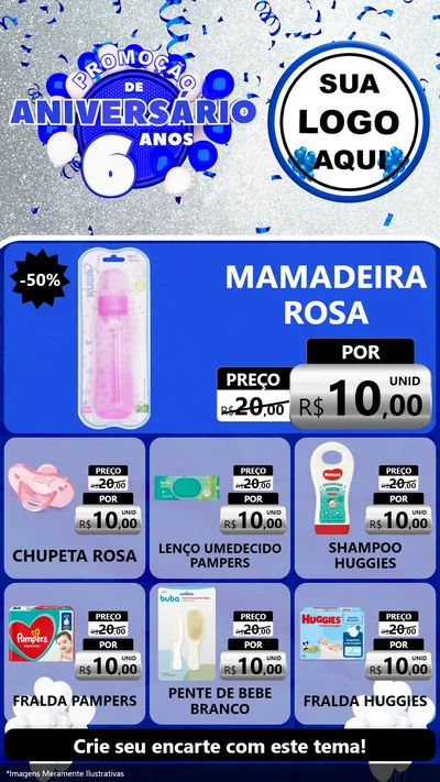 Modelo de Rede Social para Stories com o tema Promoção de Aniversário - 6 Anos para Bebês
