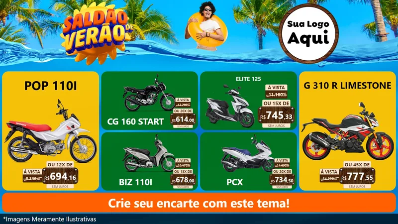 Modelo de TV para TV Horizontal com o tema Saldão de Verão para Concessionaria de Motos