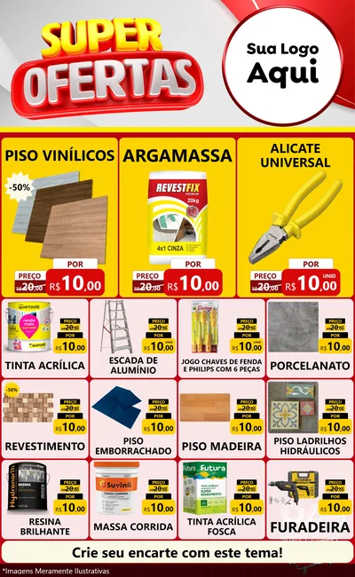 Modelo de Encarte para Encarte Grande com o tema Super Ofertas para Material para Construção