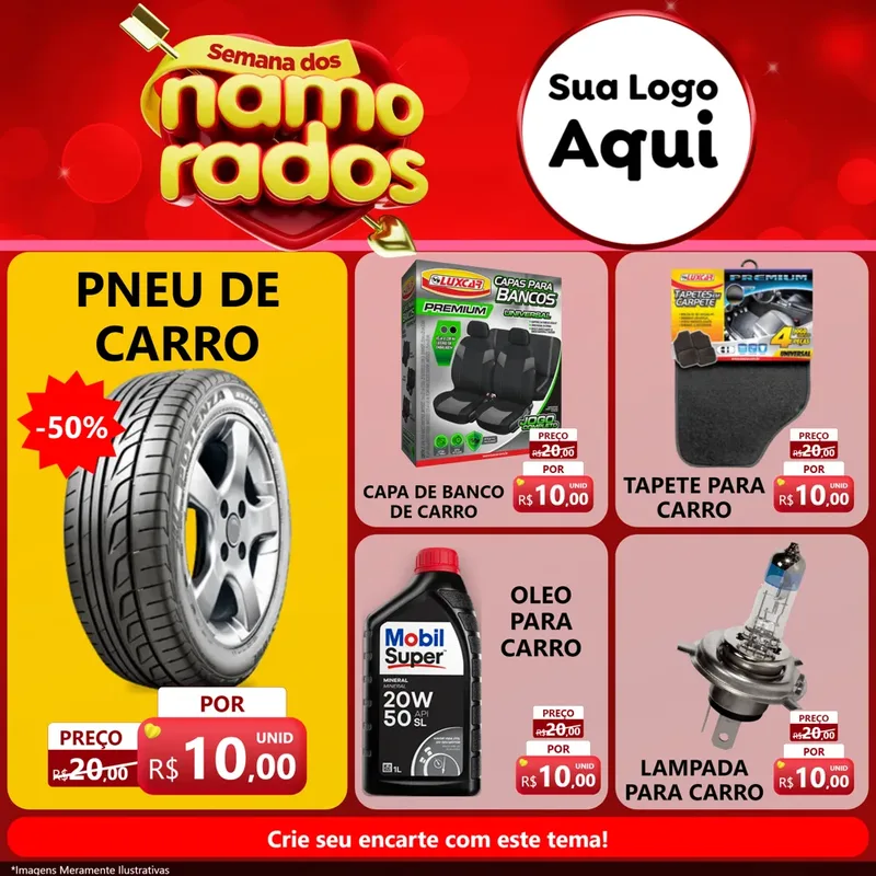 Modelo de Rede Social para Feed Facebook com o tema Semana dos namorados para Auto peças