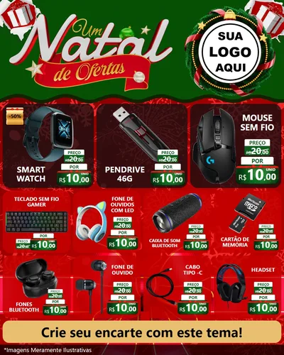 Modelo de Rede Social para Feed Instagram com o tema Um Natal de Ofertas para Informática