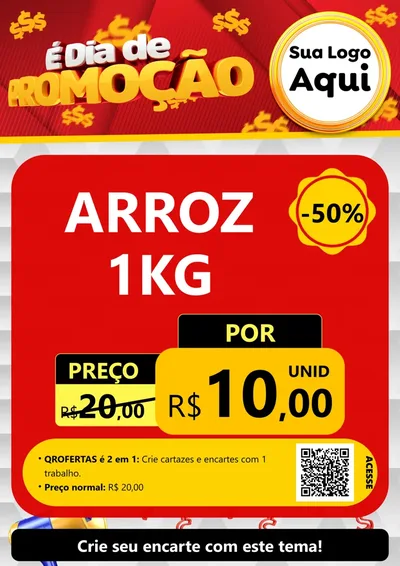 Modelo de Cartaz para Cartaz A4 Vertical com o tema É Dia De Promoção para Supermercado