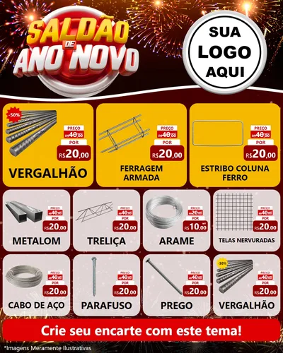 Modelo de Rede Social para Feed Instagram com o tema Saldão de Ano Novo para Ferragens