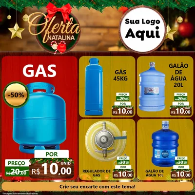 Modelo de Rede Social para Feed Facebook com o tema Ofertas Natalina para Água e gás