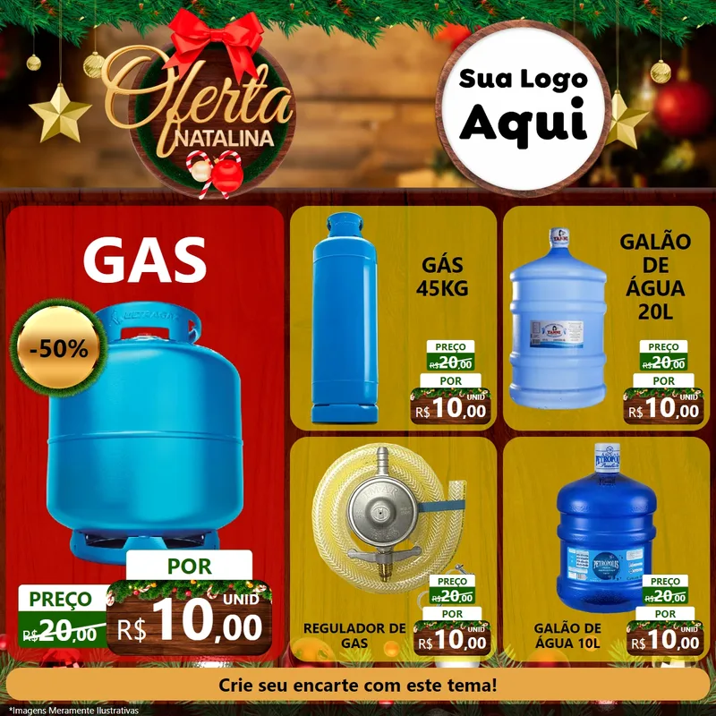 Modelo de Rede Social para Feed Facebook com o tema Ofertas Natalina para Água e gás