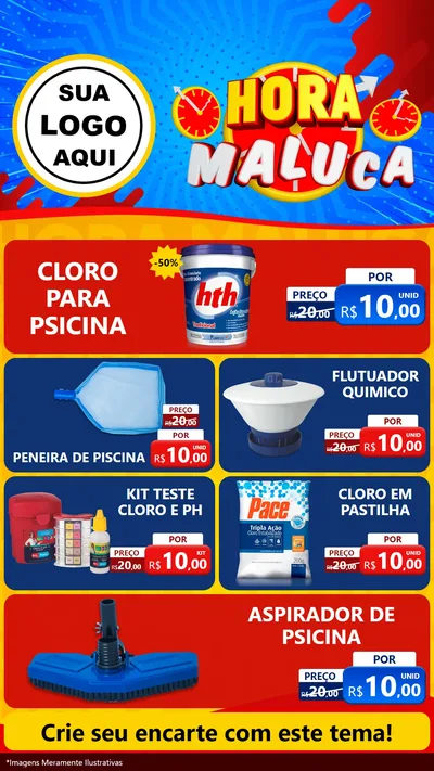 Modelo de TV para TV Vertical com o tema Hora Maluca para Produtos para Piscina