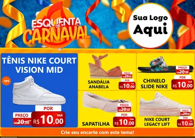 Modelo de Encarte para Encarte A4 Horizontal com o tema Esquenta de Carnaval para Calçados