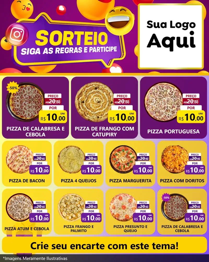 Modelo de Rede Social para Feed Instagram com o tema Sorteio para Pizzaria