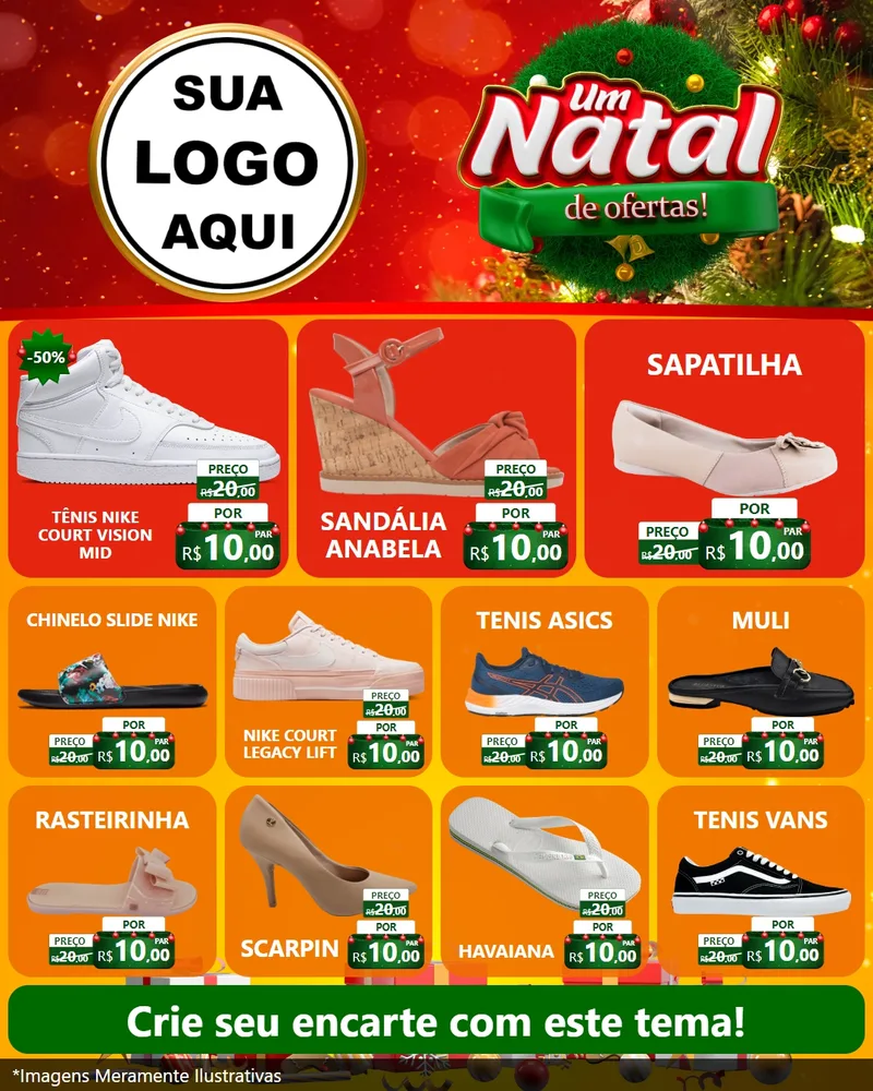 Modelo de Rede Social para Feed Instagram com o tema Um Natal de Ofertas para Calçados