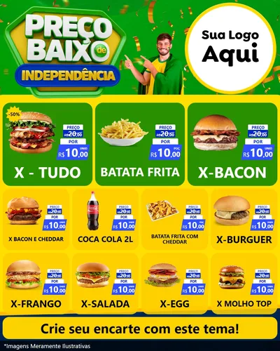 Modelo de Rede Social para Feed Instagram com o tema Preço Baixo de Independência para Hamburgueria
