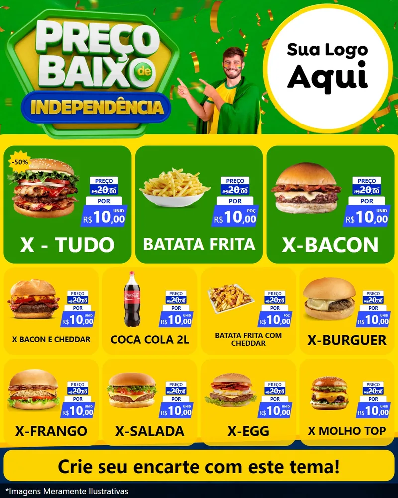 Modelo de Rede Social para Feed Instagram com o tema Preço Baixo de Independência para Hamburgueria