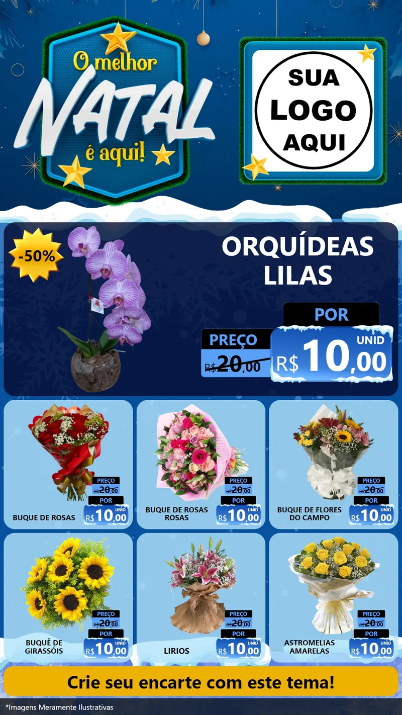 Modelo de Rede Social para Stories com o tema O Melhor Natal É Aqui! para Floricultura e jardim