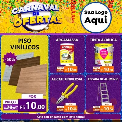 Modelo de Rede Social para Feed Facebook com o tema Carnaval de Ofertas para Material para Construção