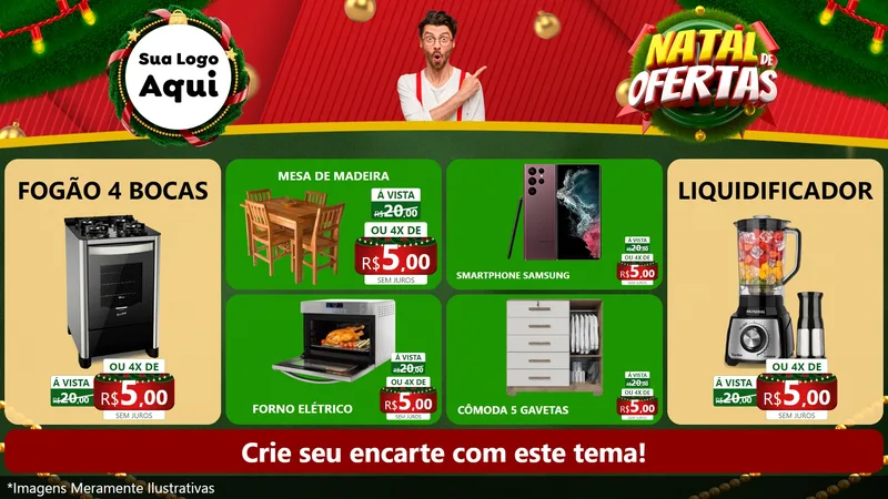 Modelo de TV para TV Horizontal com o tema Natal de Ofertas para Móveis e Eletro