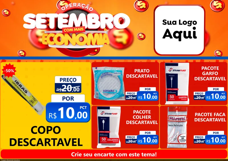 Modelo de Encarte para Encarte A4 Horizontal com o tema Operação Setembro Com Muita Economia para Embalagens