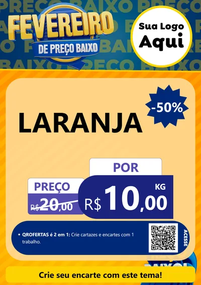 Modelo de Cartaz para Cartaz A4 Vertical com o tema Fevereiro de Preço Baixo para Hortifrúti