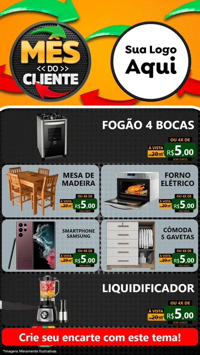 Modelo de TV para TV Vertical com o tema Mês do Cliente para Móveis e Eletro