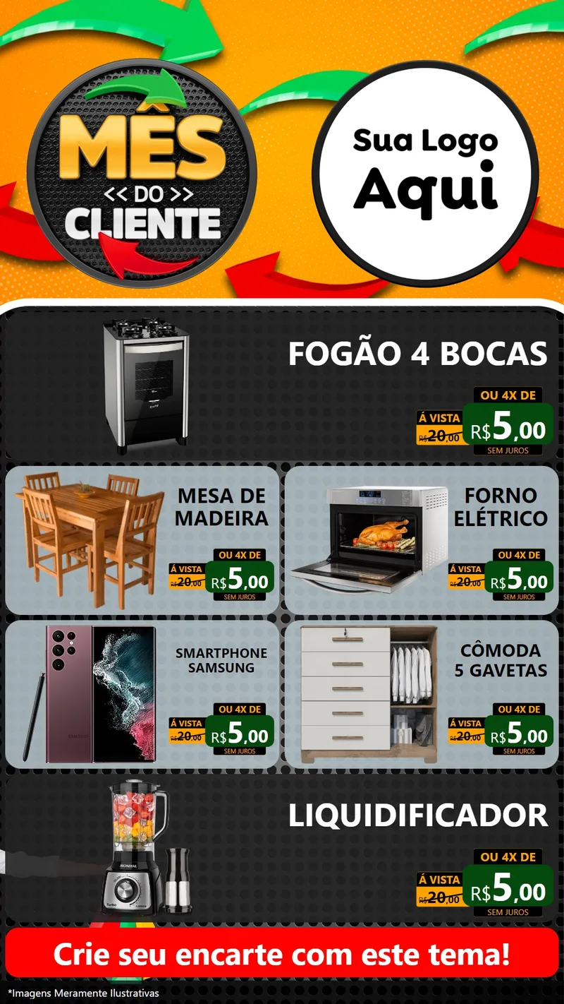 Modelo de TV para TV Vertical com o tema Mês do Cliente para Móveis e Eletro