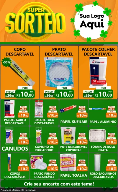 Modelo de Encarte para Encarte Grande com o tema Super Sorteio para Embalagens