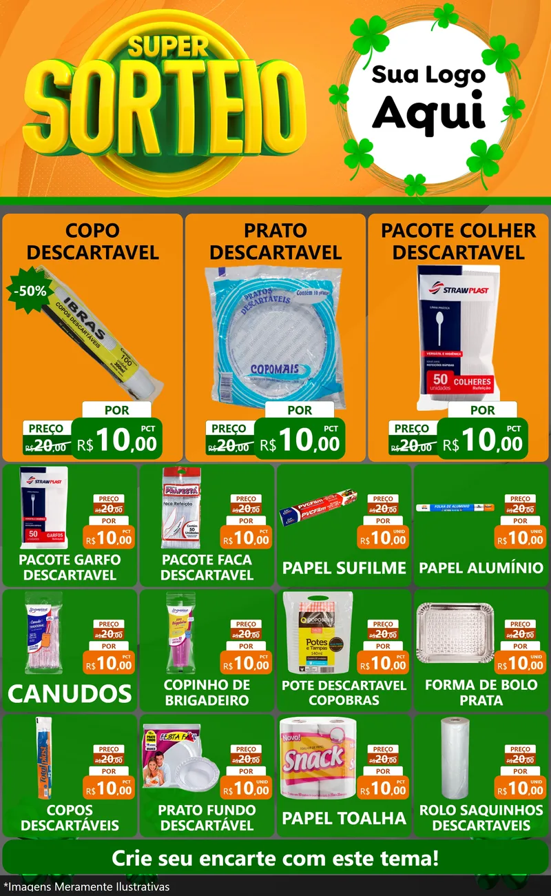 Modelo de Encarte para Encarte Grande com o tema Super Sorteio para Embalagens