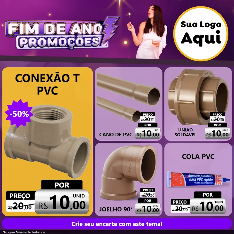 Modelo de Rede Social para Feed Facebook com o tema Fim de Ano Promoções para Tubos e conexões