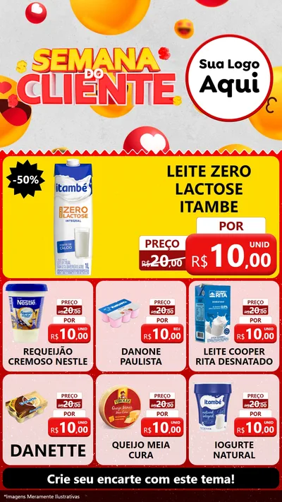 Modelo de Rede Social para Stories com o tema Semana do Cliente para Frios e Laticínios
