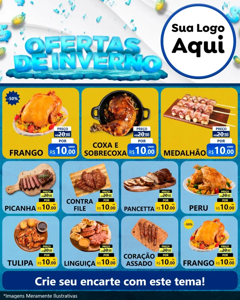 Modelo de Rede Social para Feed Instagram com o tema Ofertas de Inverno para Assados