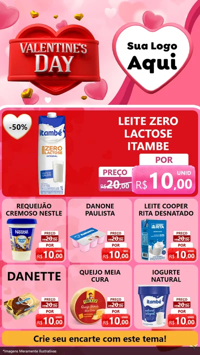 Modelo de Rede Social para Stories com o tema Valentine's Day para Frios e Laticínios
