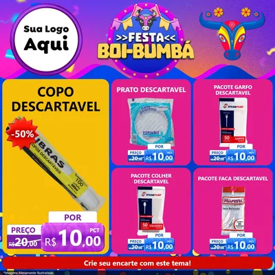 Modelo de Rede Social para Feed Facebook com o tema Festa Boi-Bumbá para Embalagens