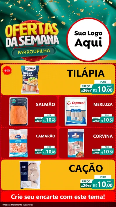 Modelo de TV para TV Vertical com o tema Ofertas da Semana Farroupilha para Peixaria