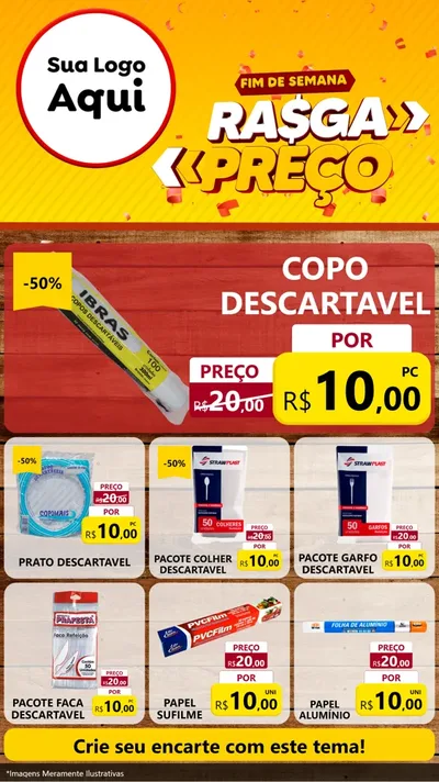 Modelo de Rede Social para Stories com o tema Fim de Semana Rasga Preços para Embalagens