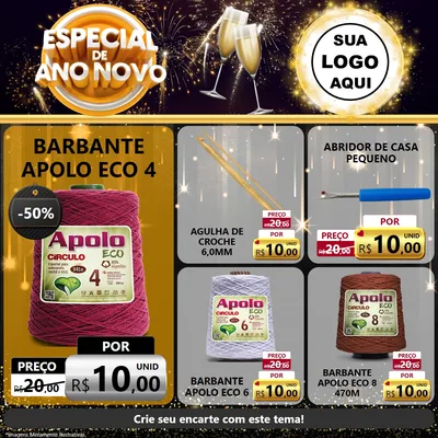 Modelo de Rede Social para Feed Facebook com o tema Especial de Ano Novo para Armarinho e Aviamentos
