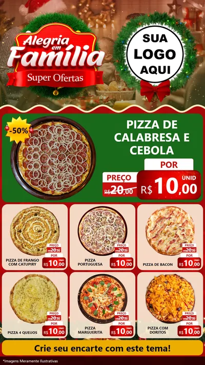 Modelo de Rede Social para Stories com o tema Alegria Em Família - Super Ofertas para Pizzaria