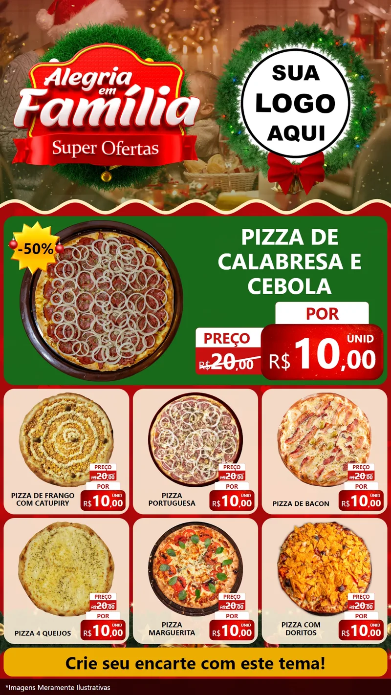 Modelo de Rede Social para Stories com o tema Alegria Em Família - Super Ofertas para Pizzaria