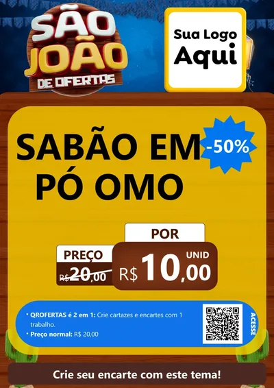 Modelo de Cartaz para Cartaz A4 Vertical com o tema São João Ofertas Imbatíveis! - Junina para Produtos de Limpeza