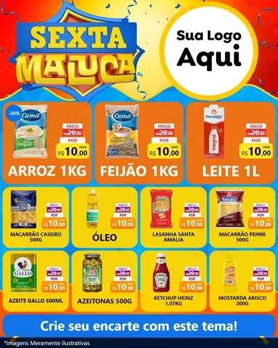 Modelo de Rede Social para Feed Instagram com o tema Sexta Maluca para Supermercado