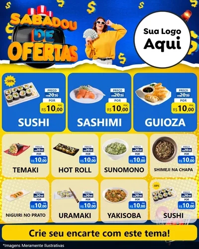 Modelo de Rede Social para Feed Instagram com o tema Sabadou de Ofertas para Comida japonesa