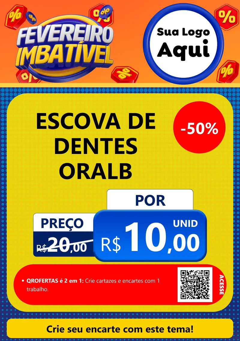 Modelo de Cartaz para Cartaz A4 Vertical com o tema Fevereiro Imbatível para Higiene Pessoal