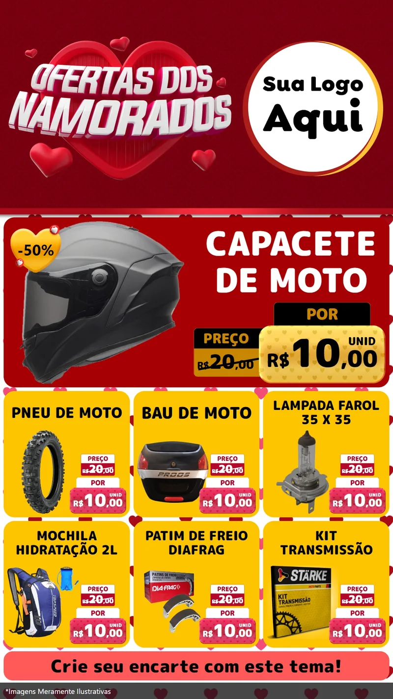 Modelo de Rede Social para Stories com o tema Ofertas Dos Namorados para Moto peças