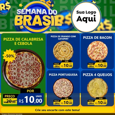 Modelo de Rede Social para Feed Facebook com o tema Semana Do Brasil para Pizzaria